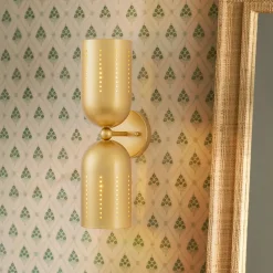 Tulip 2-Light Brass Up Down Hourglass Vanity Wall Sconce