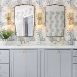 Tulip 2-Light Brass Up Down Hourglass Vanity Wall Sconce