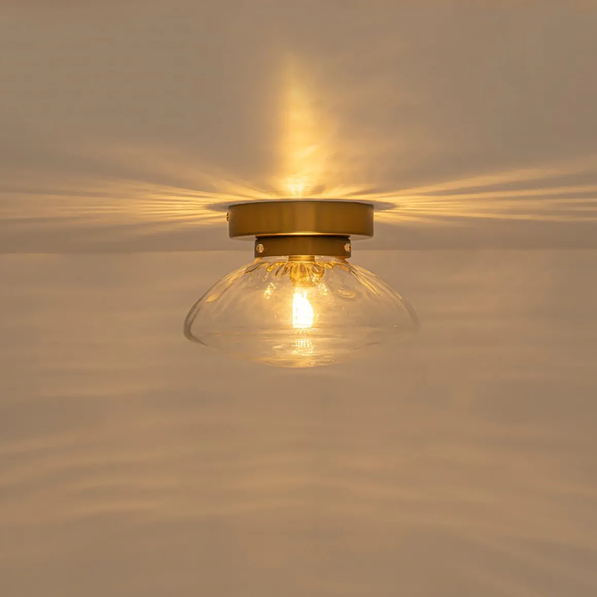 Versatile 1-Light Water Glass Oval Globe Semi Flush Wall Lamp