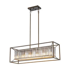 Vintage Italy Glam Crystal Rectangular Linear Chandelier