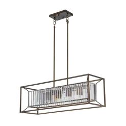 Vintage Italy Glam Crystal Rectangular Linear Chandelier