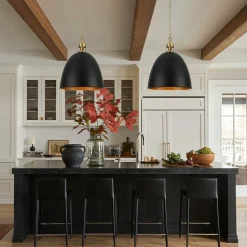 Vintage Luxe Farmhouse Large Iron Bell Pendant Light