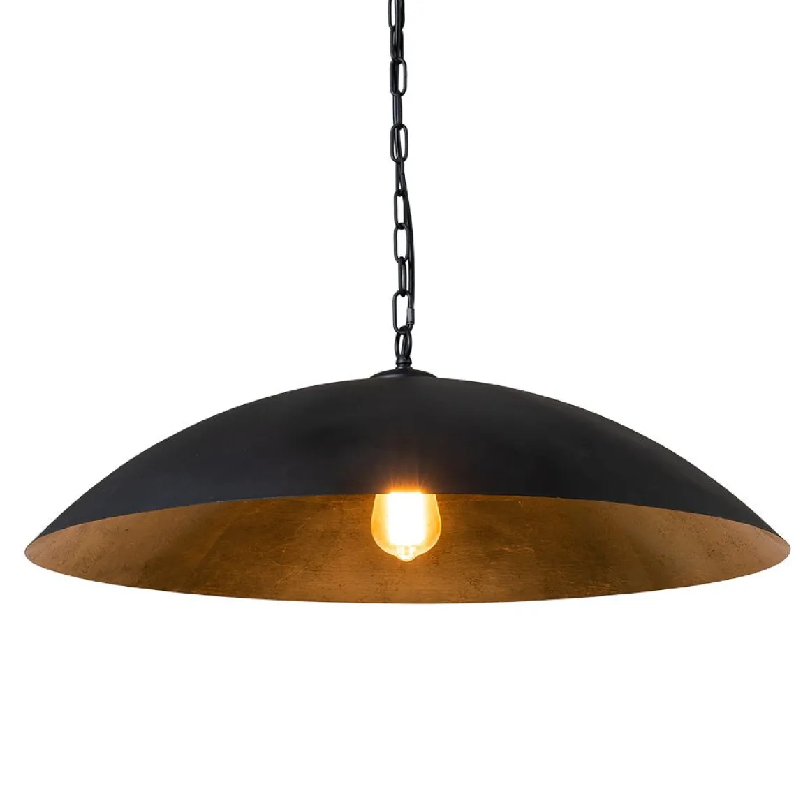 Vintage Oversized Flat Dome Metal Pendant Light