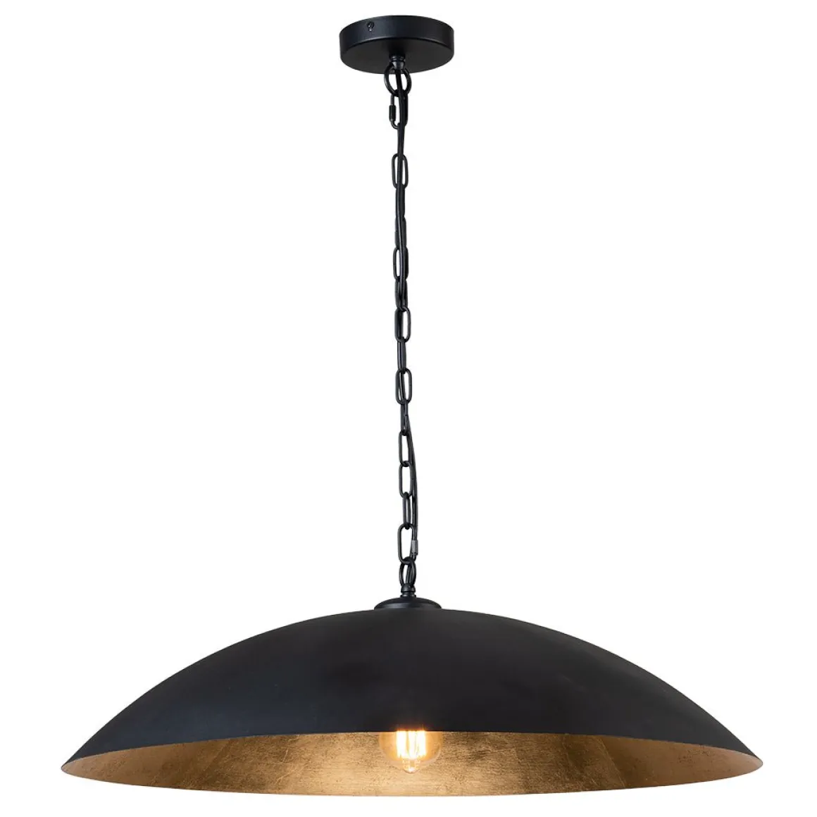 Vintage Oversized Flat Dome Metal Pendant Light
