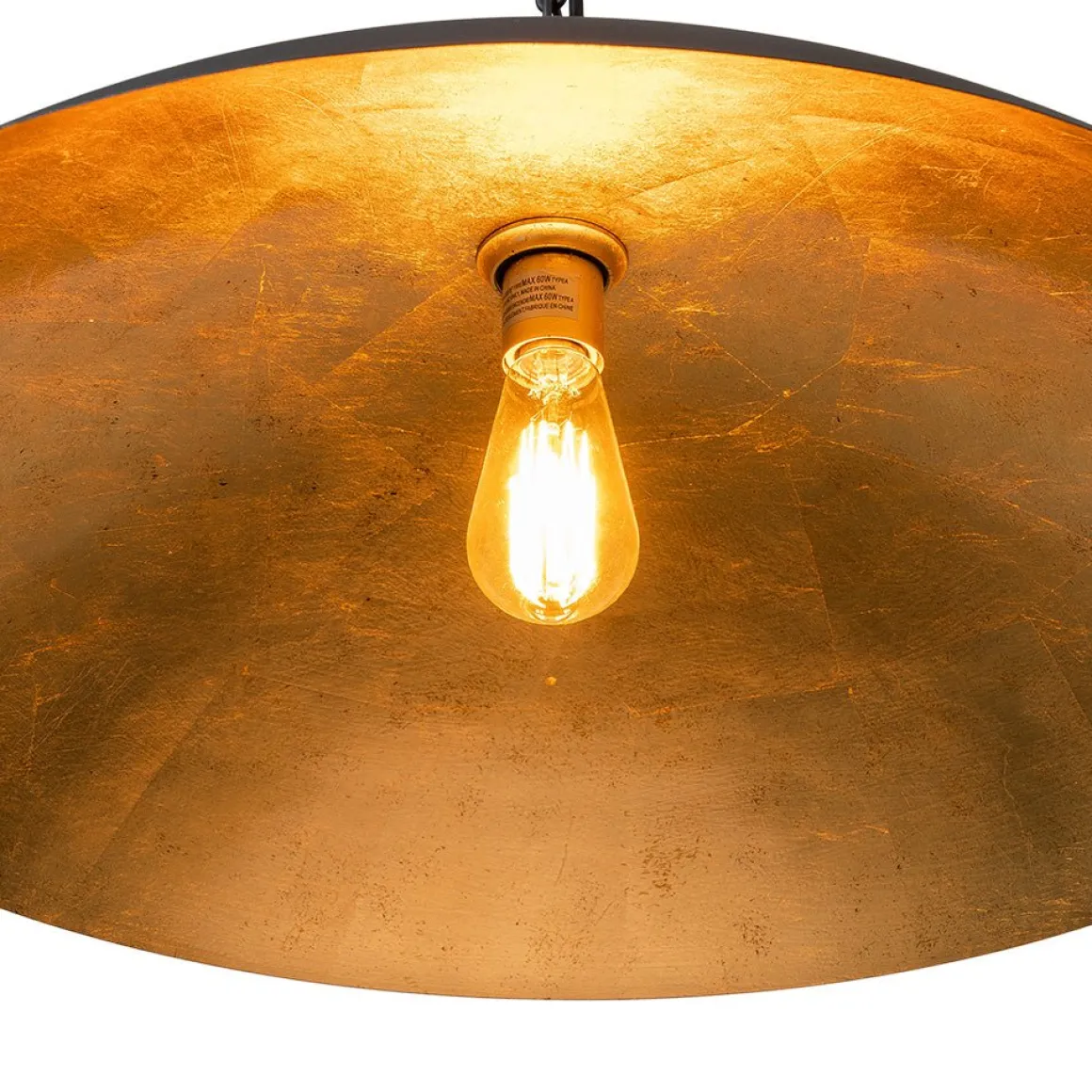 Vintage Oversized Flat Dome Metal Pendant Light