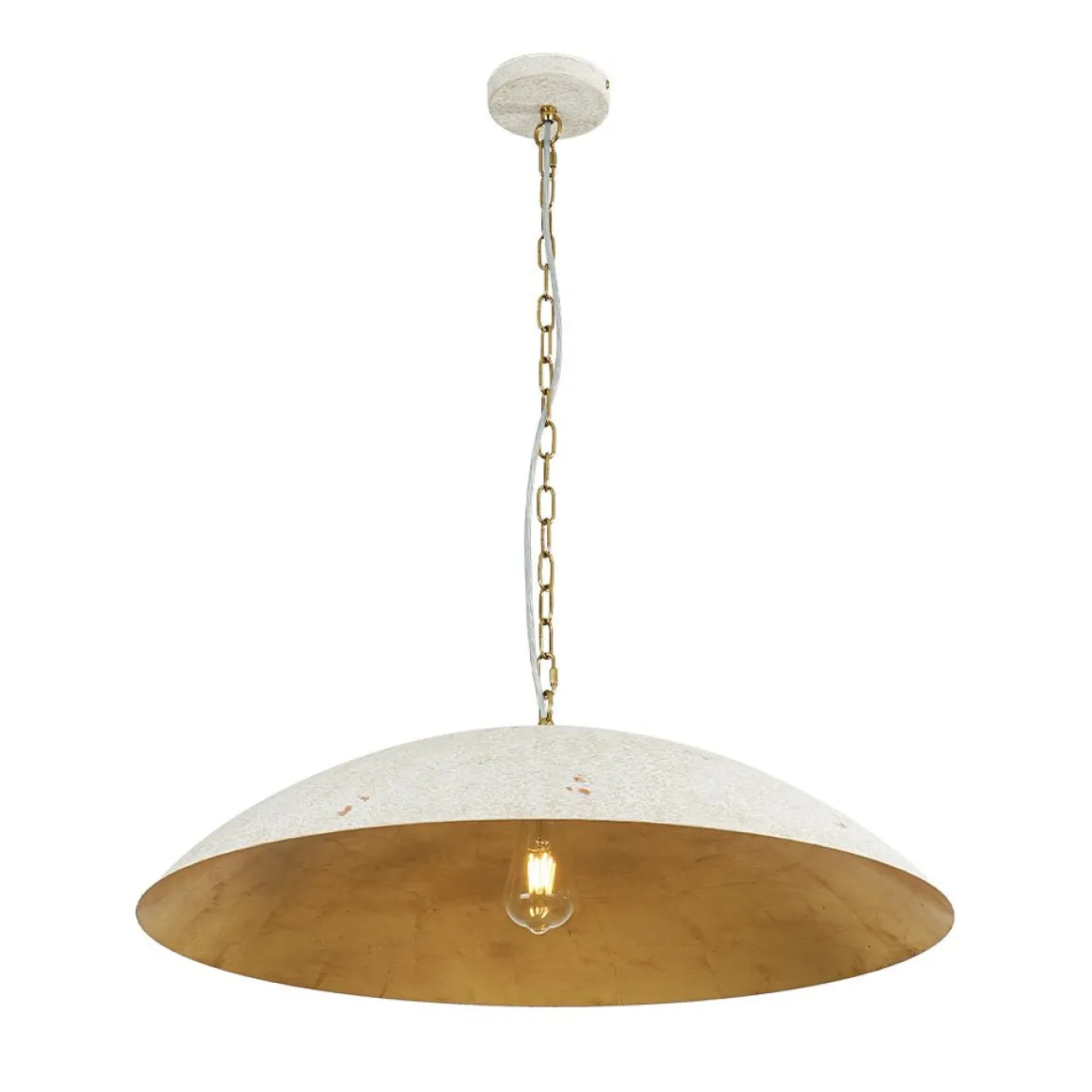 Vintage Oversized Flat Dome Metal Pendant Light