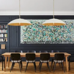 Vintage Oversized Flat Dome Metal Pendant Light