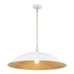 Vintage Oversized Flat Dome Metal Pendant Light