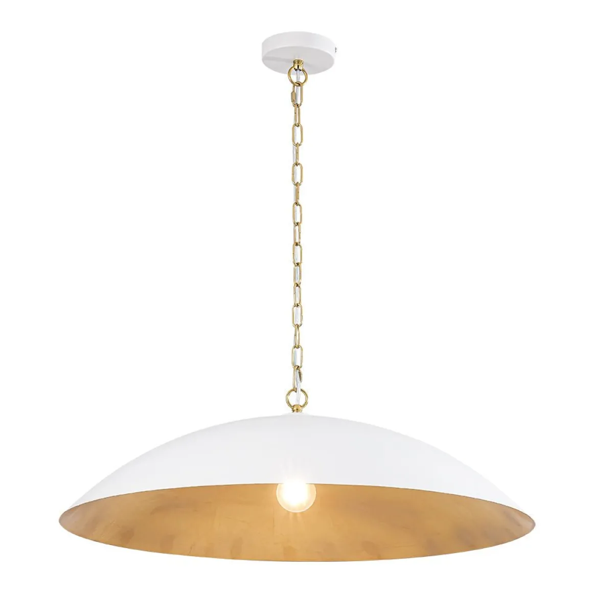 Vintage Oversized Flat Dome Metal Pendant Light