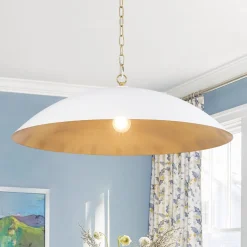 Vintage Oversized Flat Dome Metal Pendant Light