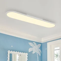 White Long Oval Warm Dimmable LED Semi Flush Mount