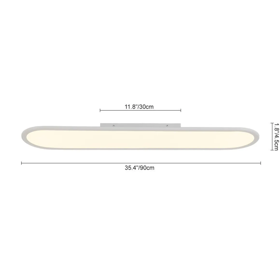 White Long Oval Warm Dimmable LED Semi Flush Mount