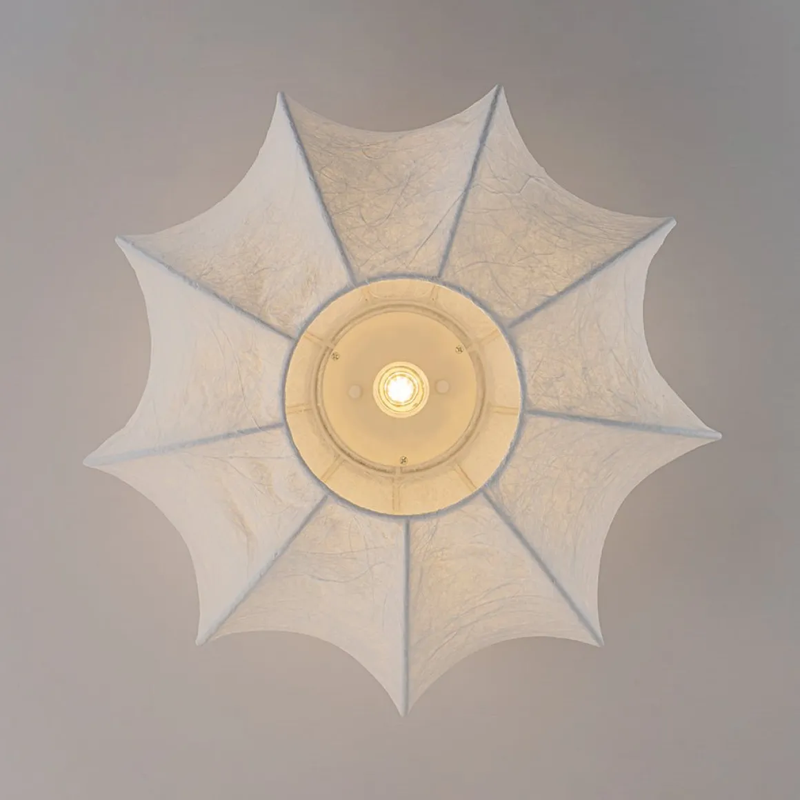 White Silk Scalloped Cage Flush Mount Ceiling Light