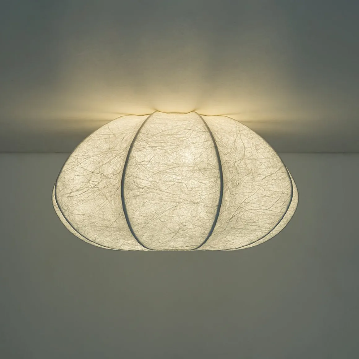 White Silk Scalloped Cage Flush Mount Ceiling Light
