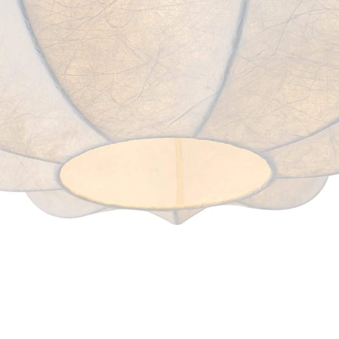 White Silk Scalloped Cage Flush Mount Ceiling Light