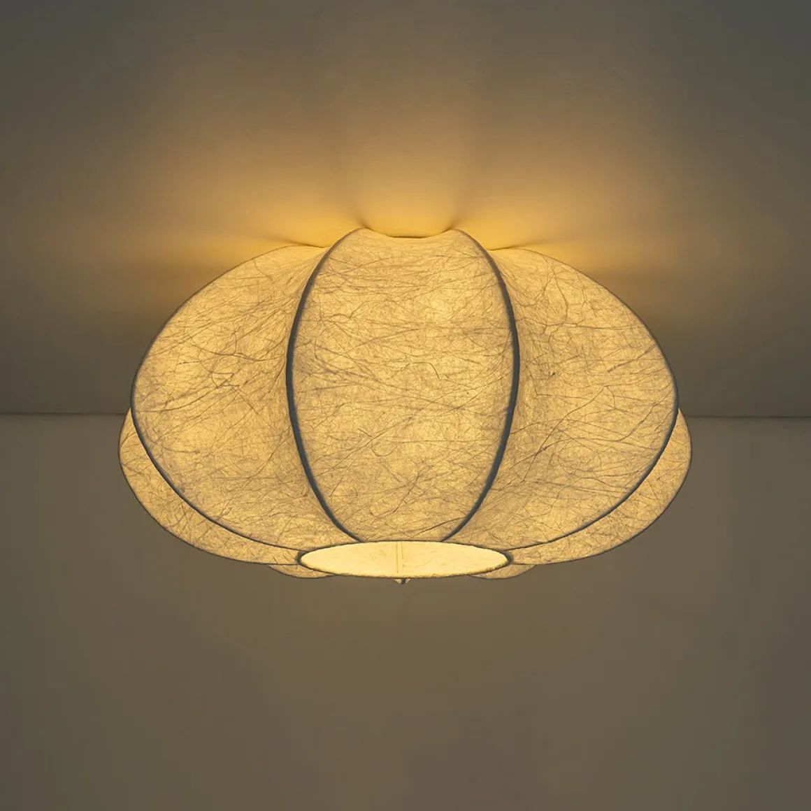 White Silk Scalloped Cage Flush Mount Ceiling Light