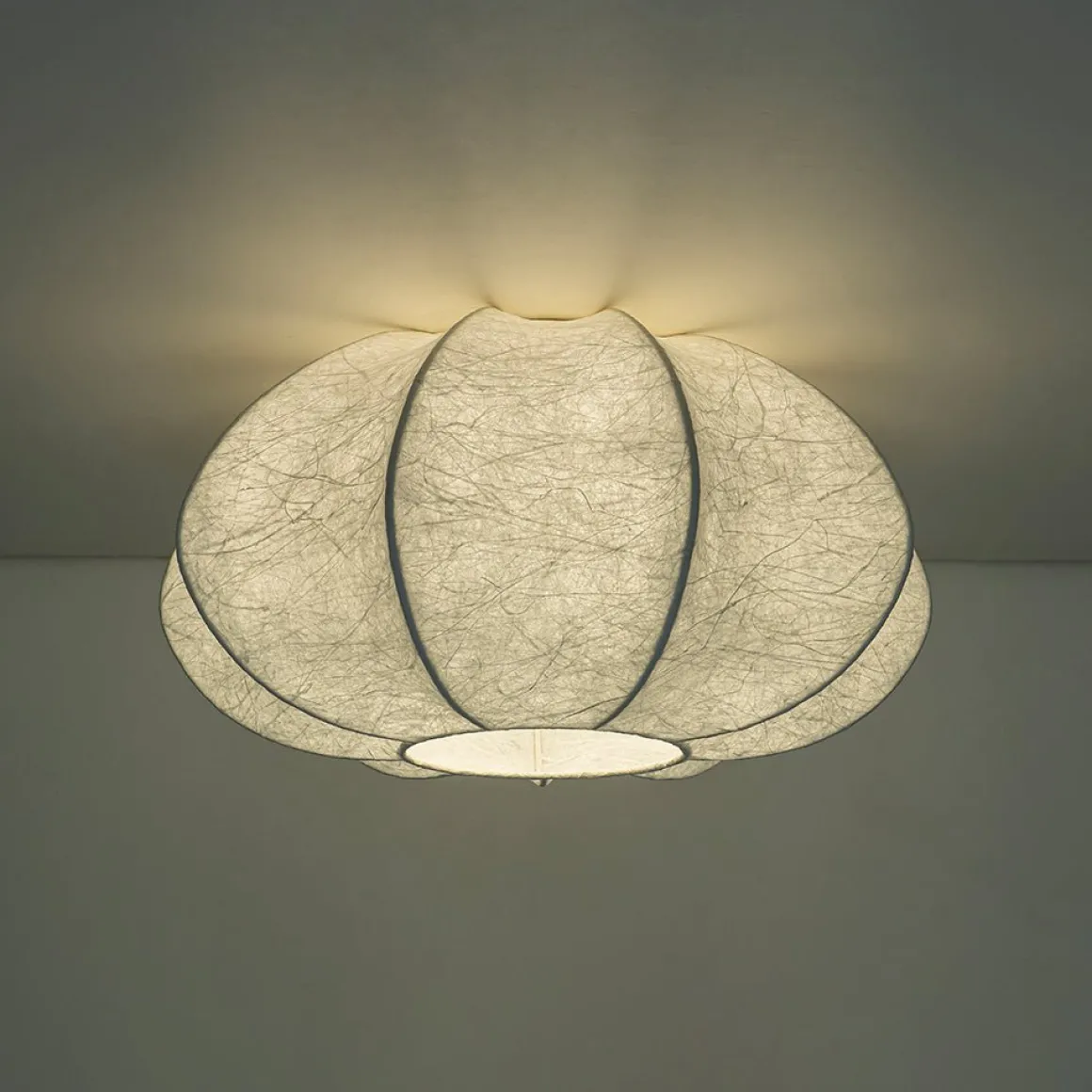 White Silk Scalloped Cage Flush Mount Ceiling Light