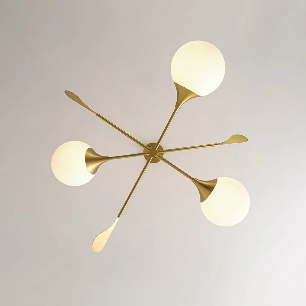 Wind-Vane Tiered 3-Light Opal Glass Globe Sputnik Chandelier