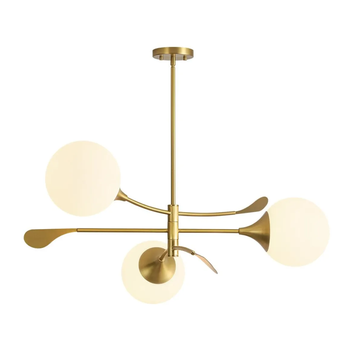 Wind-Vane Tiered 3-Light Opal Glass Globe Sputnik Chandelier