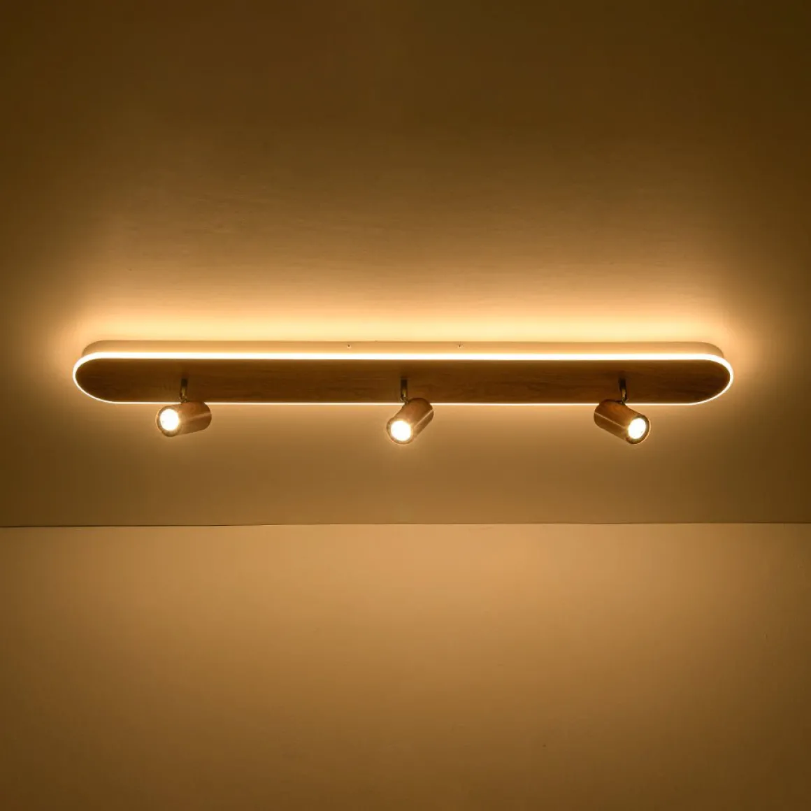 Wood Oval LED Adjustable Spotlight Ceiling Track Light