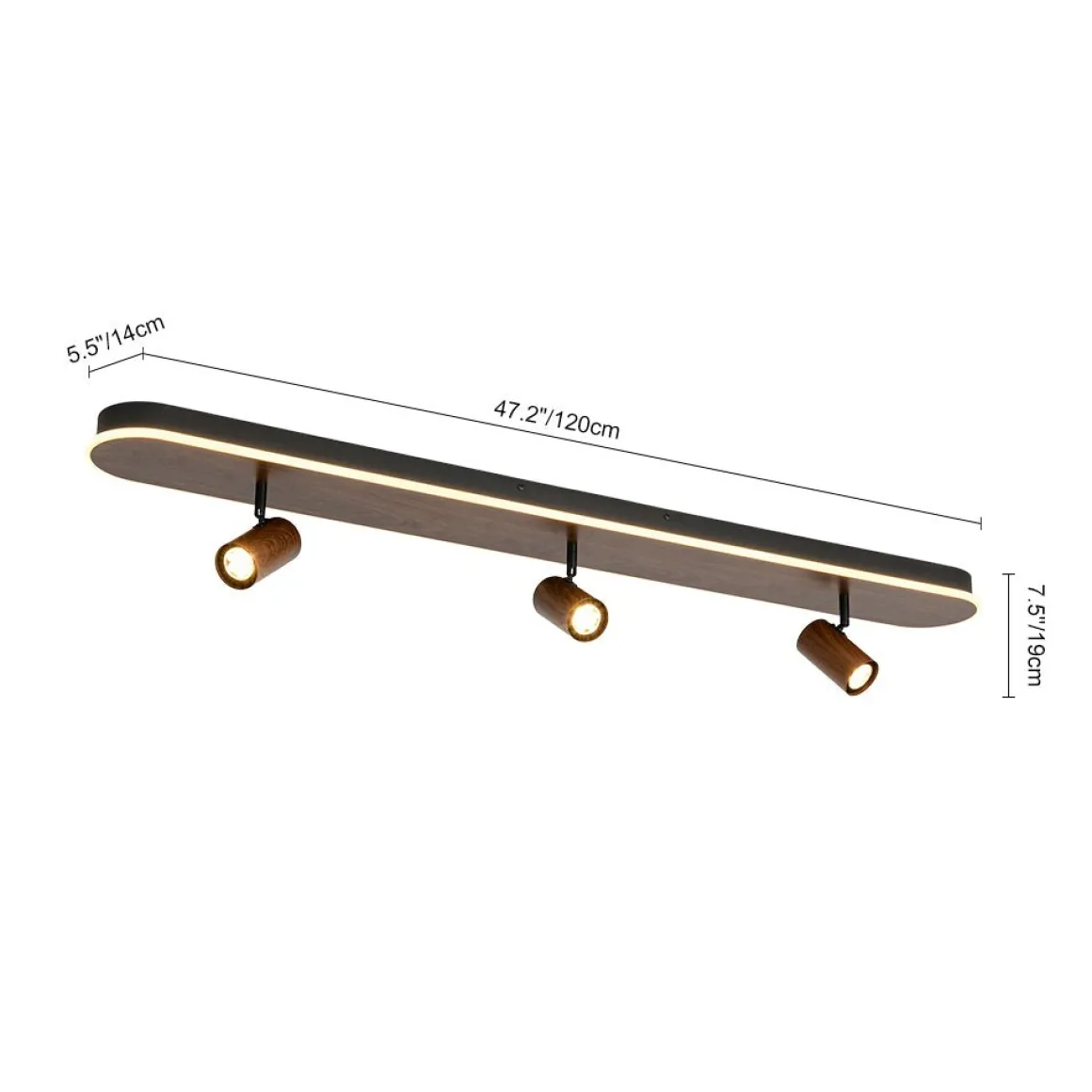 Wood Oval LED Adjustable Spotlight Ceiling Track Light